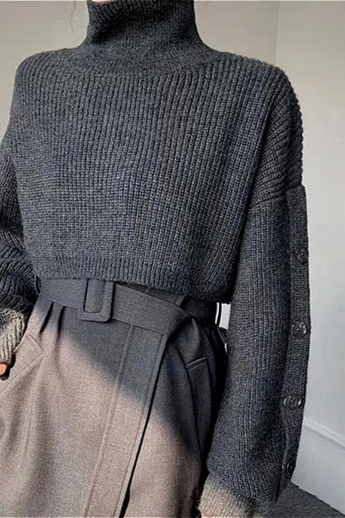 Vintage Turtleneck Crop Knit Sweater