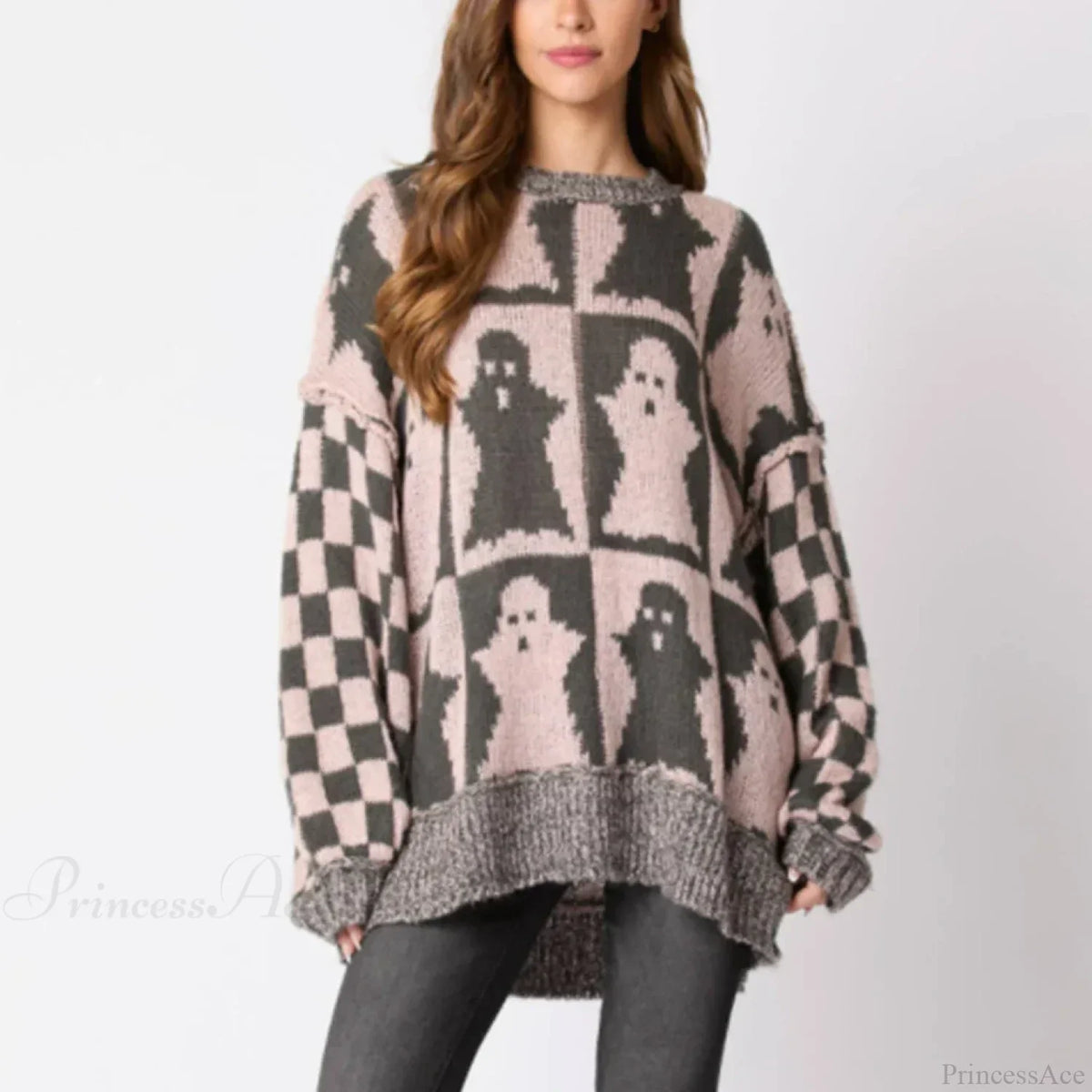 Halloween Round Neck Long Sleeve Aesthetic Gingerbread Loose Sweater
