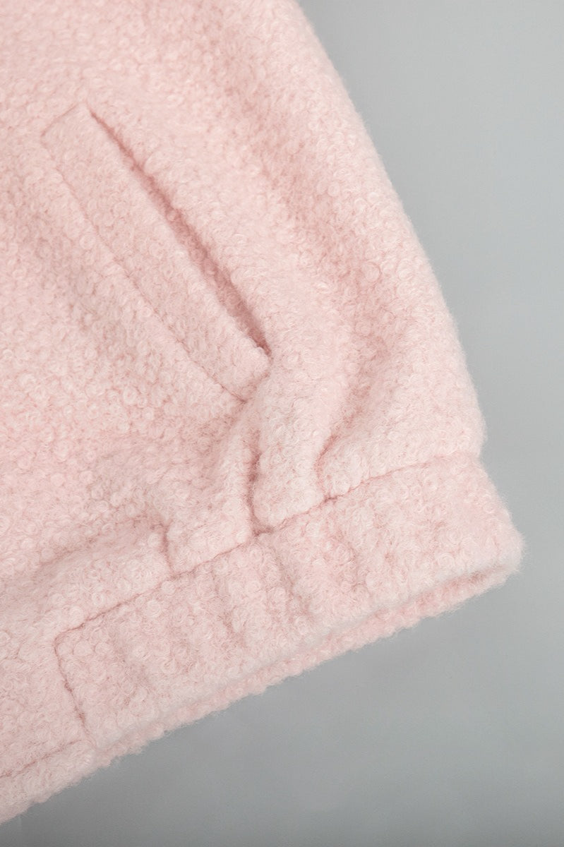 Casual Pink Faux Fur Short Jacket