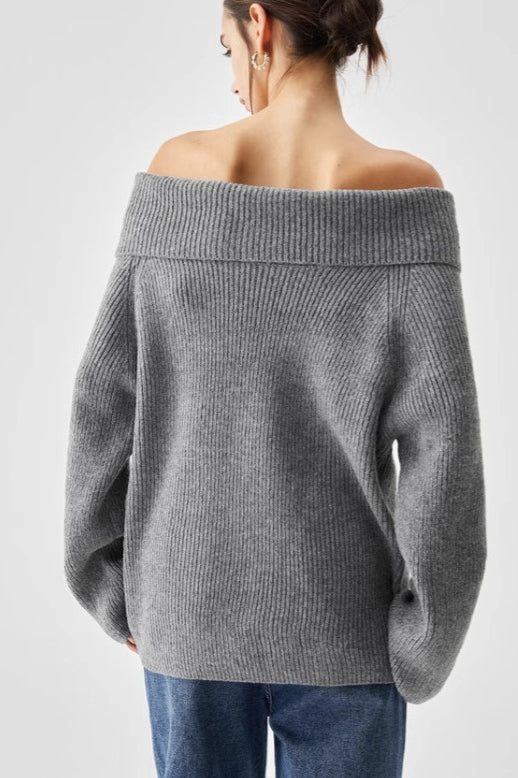 Off Shoulder Knit Pullover Sweater