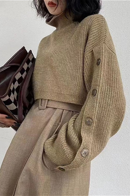 Vintage Turtleneck Crop Knit Sweater