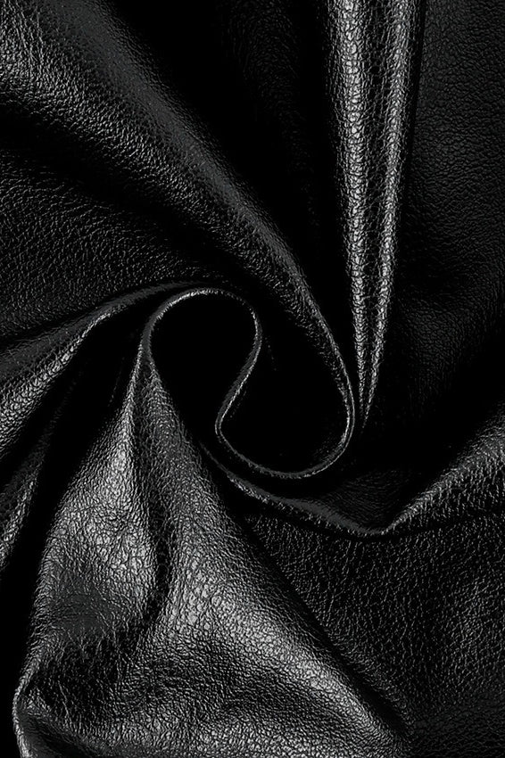 Cropped Stand Collar Faux Leather Jacket