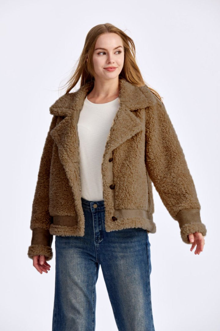 Shearling Lapel Collar Jacket