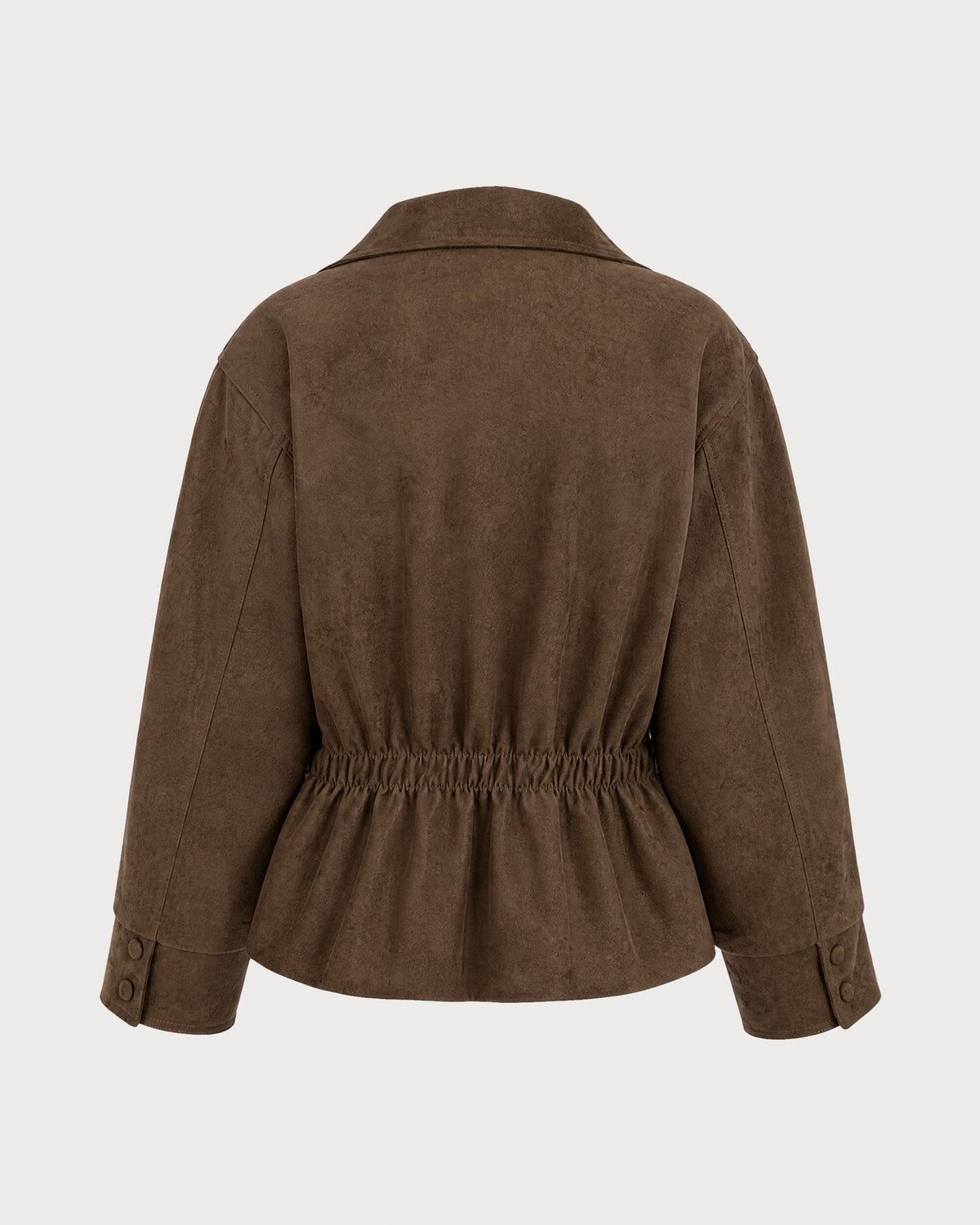 Coffee Single Breasted Tie Pockets Jacket