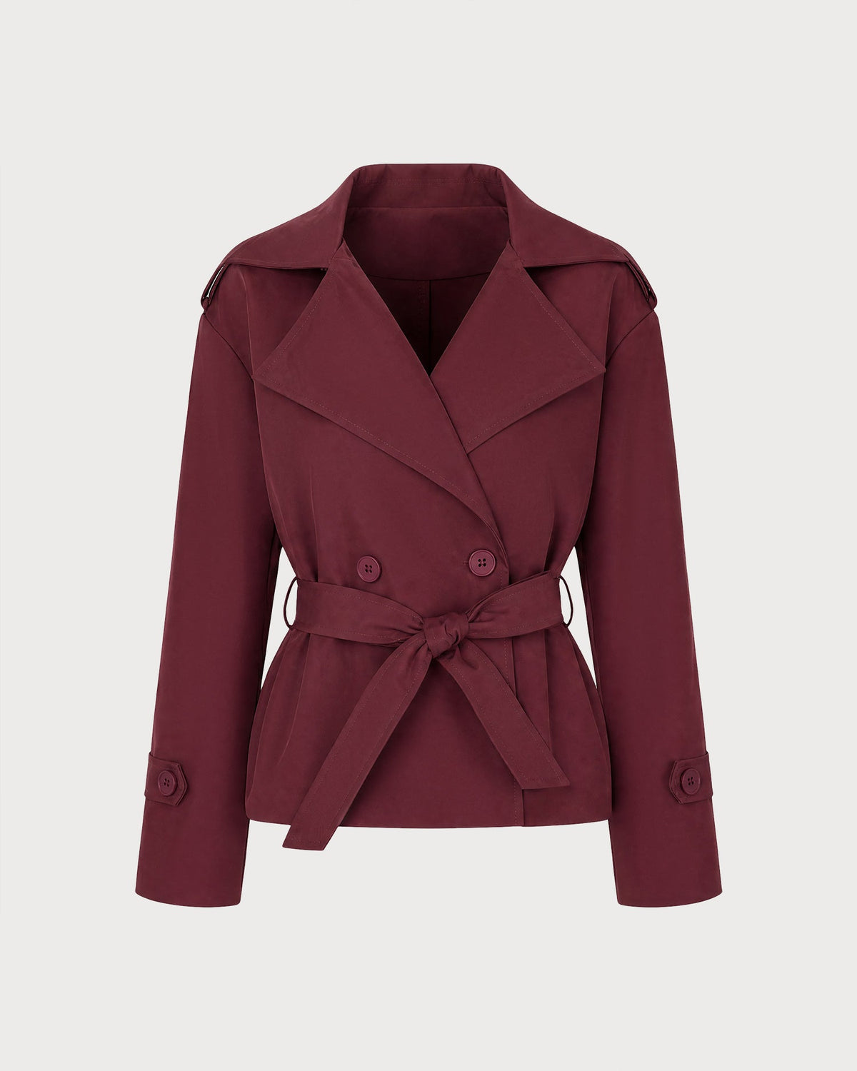 Red Double Breasted Belt Jacket